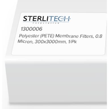 Polyester (PETE) Membrane Filters, 0.8 Micron, 300 x 3000mm, 1/Pk