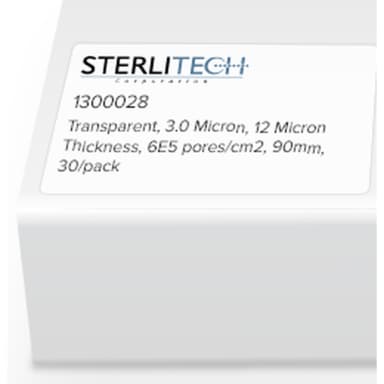 Polyester (PETE) Membrane Filters, Transparent, 3.0 Micron, 12 Micron Thickness, 6E5 pores/cm2, 90mm, 30/pack