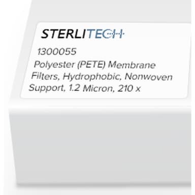 Polyester (PETE) Membrane Filters, Hydrophobic, Nonwoven Support, 1.2 Micron, 210 x 300mm, 30/Pk