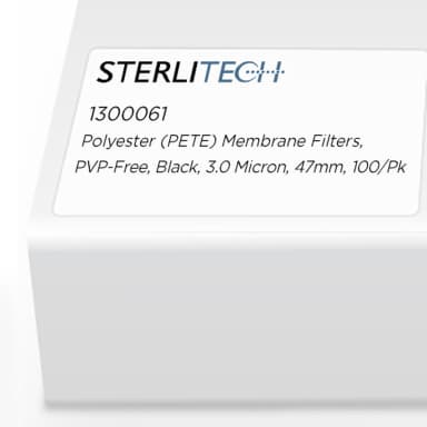 Polyester (PETE) Membrane Filters, PVP-Free, Black, 3.0 Micron, 47mm, 100/Pk