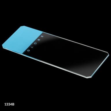 Microscope Slides, Glass, 25 x 75mm, 45 Beveled Edges, Clipped Corners, Blue Frosted, 72/Box, 20 Boxes/Case (10 Gross)