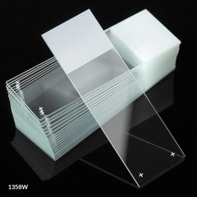 Microscope Slides, Diamond White Glass, 25 x 75mm, Charged, 90 Ground Edges, White Frosted, 72/Box