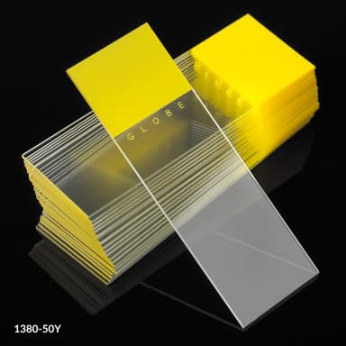 Microscope Slides, Diamond White Glass, 25 x 75mm, 90 Ground Edges, YELLOW Frosted, 72/Box, 20 Boxes/Case (10 Gross)