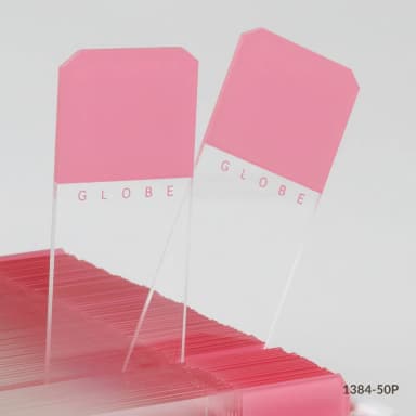 Microscope Slides, Diamond White Glass, 25 x 75mm, 45 Beveled Edges, Clipped Corners, PINK Frosted, 72/Box, 20 Boxes/Case (10 Gross)