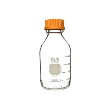 PYREX 500mL Round Media Storage Bottles, with GL45 Screw Cap