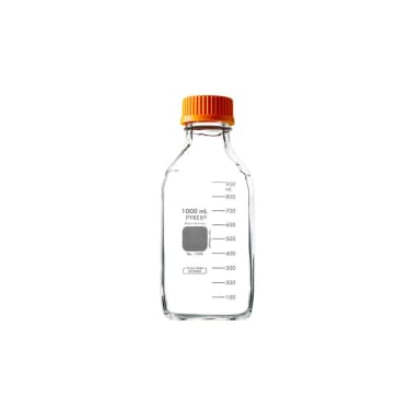 PYREX 1L Square Glass Media Storage Bottles, with GL45 Screw Cap
