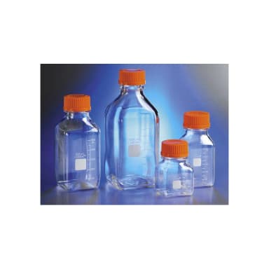 PYREX 250mL Square Glass Media Storage Bottles, with GL45 Screw Cap