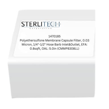 Polyethersulfone Membrane Capsule Filter, 0.03 Micron, 1/4"-1/2" Hose Barb Inlet&Outlet, EFA: 0.8sqft, OAL: 5.0in (CMMP8308LL)