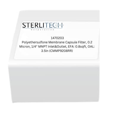 Polyethersulfone Membrane Capsule Filter, 0.2 Micron, 1/4" MNPT Inlet&Outlet, EFA: 0.8sqft, OAL: 3.5in (CMMP9208RR)