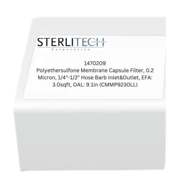 Polyethersulfone Membrane Capsule Filter, 0.2 Micron, 1/4"-1/2" Hose Barb Inlet&Outlet, EFA: 3.0sqft, OAL: 9.1in (CMMP9230LL)