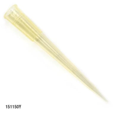 Pipette Tip, 1 - 200uL, Certified, Universal, Graduated, Yellow, 54mm, 1000/Stand-Up Resealable Bag - cs-20000
