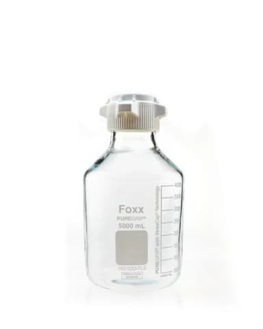 PUREGRIP® Glass Carboys, Round, Clear, 83mm VersaCap®, 5,000mL