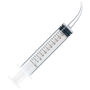 Transfer Syringe, 12cc (12mL), Printed Graduations, Curved Tip, 50/Bag - CS/1200