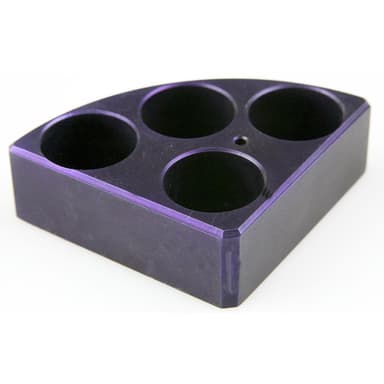 Purple quarter reaction block, 4 holes 20 ml reaction vessel 28mm dia x 24mm depth
