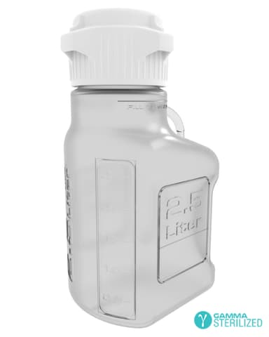 EZBio® 2.5 L (0.5 Gal) Gamma Sterilized Double Bagged Autoclavable Polycarbonate (PC) Space Saving Carboy with 83 mm (83B) VersaCap® and 3.25 L Max Capacity, Large Pinched Handles, 1/EA