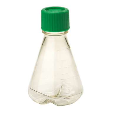 250mL Erlenmeyer Flask, Vent Cap, Baffled Bottom, PC, Sterile