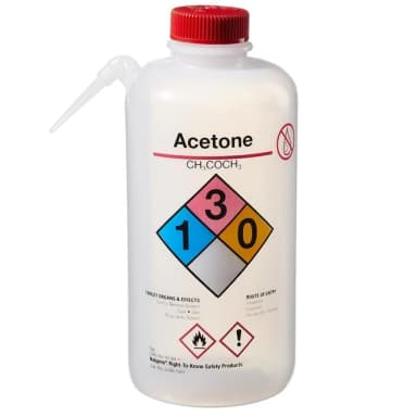Wash Bottle Unitary RTK Acetone LDPE Red 1 L