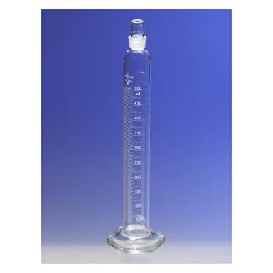 PYREX 500mL Single Metric Scale Cylinders, Serialized/Certified Class A, Standard Taper Stopper, White Graduations, TC
