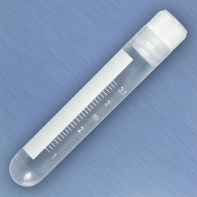 CryoCLEAR vails, 4.0mL, STERILE, Internal Threads, Attached Screwcap with Co-Molded Thermoplastic Elastomer (TPE) Sealing Layer, Round Bottom, Printed Graduations, Writing Space and Barcode, 50/Bag, 10 Bags/Case