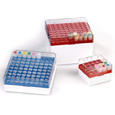 BioBOX 25, for 1.0mL and 2.0mL CryoCLEAR vials, Polycarbonate (PC), Holds 25 vials (5x5 format), Printed Lid, Pack Includes a CryoClear Tube Picker, YELLOW - CS/48