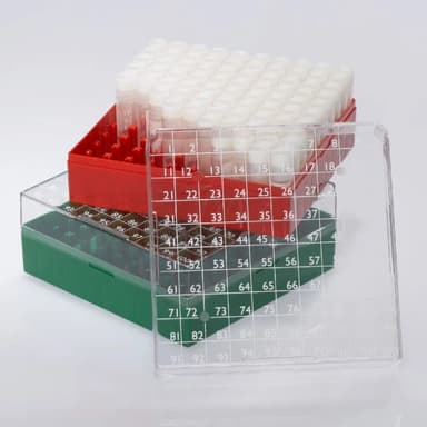 BioBOX 100, for 1.0mL and 2.0mL Internal Threaded CryoCLEAR vials, Polycarbonate (PC), Holds 100 vials (10x10 format), Printed Lid, Pack Includes a CryoClear Tube Picker, BLUE - CS/40