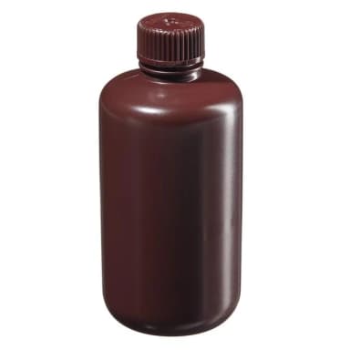 Bottle, Narrow Mouth, Boston Round - HDPE, Amber 8 oz / 250 mL (24-415)