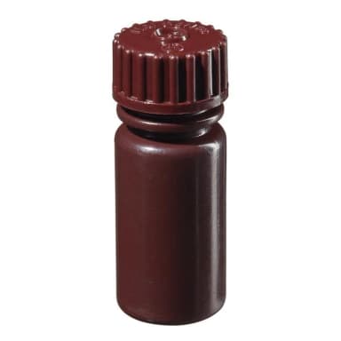Bottle, Small, Narrow Mouth, Boston Round - HDPE, Amber 1/8 oz / 4 mL (13-415)
