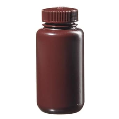 Bottle, Wide Mouth, Round - HDPE, Amber 8 oz / 250 mL (43-415)
