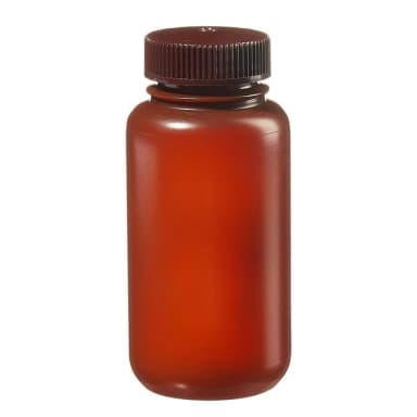 Packaging Bottle, Wide Mouth - HDPE, Translucent Amber 8 oz / 250 mL (43-415)