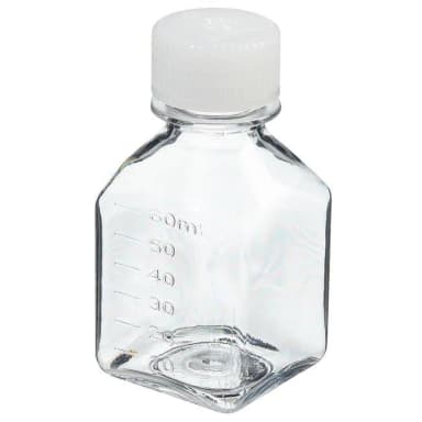 Media Bottle, Square, Graduated - PETG w/HDPE Closure - Shrink Wrap Module 60 mL (24-415)