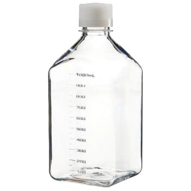 Media Bottle, Square, Graduated - PETG w/HDPE Closure - Shrink Wrap Module 1000 mL (38-430)