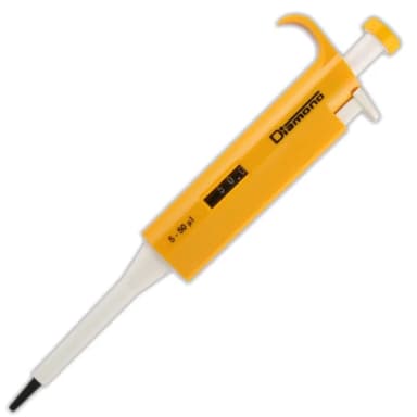 Pipette, Diamond, Adjustable Volume, 5 - 50uL, Yellow
