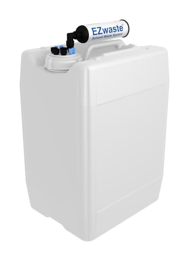 EZwaste® HPLC Solvent Waste System, 20 L (5 Gal) UN/DOT-Rated Disposable Container, 70 mm VersaCap with Four (4x) Ports for 1/8 Inch O.D. Tubing; Four (4x) Ports for 1/4 Inch O.D. Tubing; & Filter, 1/EA
