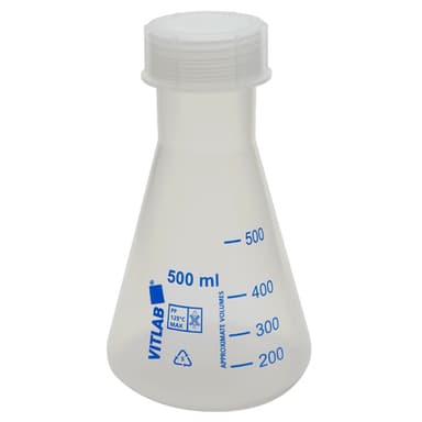 Flask Erlenmeyer w Cap, PP 500mL, 6/CS