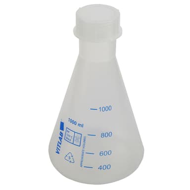 Flask Erlenmeyer w Cap, PP 1000mL, 4/CS