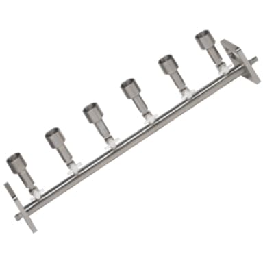 Stainless Steel Vacuum Manifold, 6-Position, Standard Cup, 2-Way Valve, KM6N