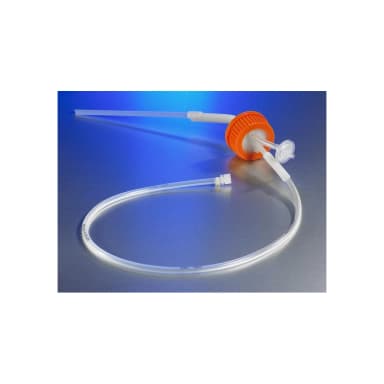 Corning Disposable Aseptic Transfer Cap for 500mL Polystyrene Spinner Flask, 1/8" Dip Tube and 0.2µm Vent, Male Luer Lok connector, Sterile, 1/bag. 2/case
