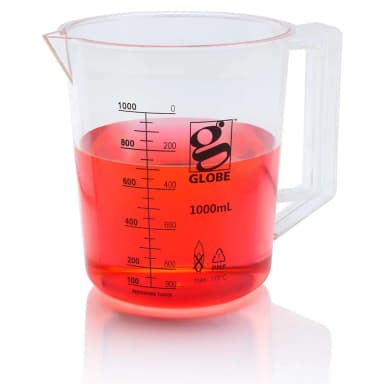 Beaker with Handle, Diamond Essentials, Low Form, Printed Graduations, PMP, 1000mL, 1/Bag