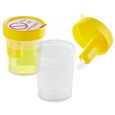 TransferTop Urine Collection Cup with Integrated Transfer Device, 4oz (120mL), Graduated to 100mL, STERILE, Bulk