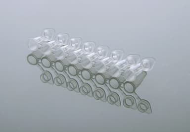 0.2ml PCR 8-strip Tubes, Individually attached flat caps, Clear, 120/pk,