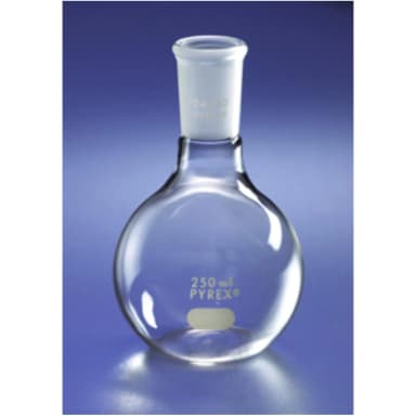 PYREX 125mL Short Neck Boiling Flask, Flat Bottom, 24/40 Standard Taper Joint