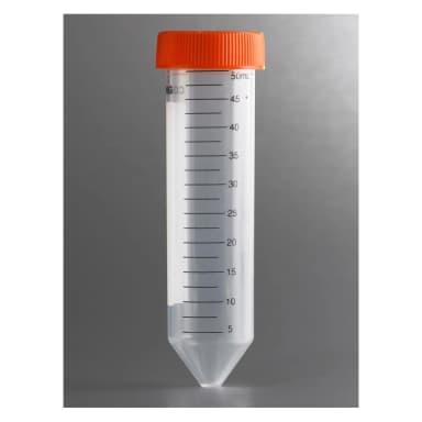 Corning 50mL PP Centrifuge Tubes, Conical Bottom with Plug Seal Cap, Rack Packed, Sterile, 25/Rack, 500/Case
