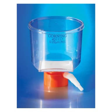 Corning 500mL Bottle Top Vacuum Filter, 0.22Micrometer Pore 33.2cm squaredPolyethersulfone Membrane, Fits 33mm Diameter Necks, Sterile, Individually Packaged, 12/Case