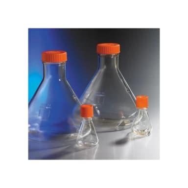 Corning 125mL Polycarbonate Baffled Erlenmeyer Shake Flask with Flat Cap,Sterile, 1/bag,50/case