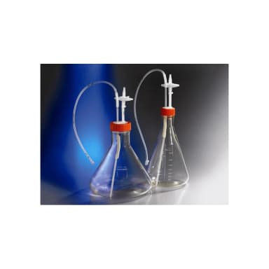 Corning 1L Polycarbonate Erlenmeyer Shake Flask with Aseptic Transfer Cap having a 1/8" Dip Tube with Male Luer Lok Disconnect and a 0.2µm Vent,Sterile, 1/bag,4/case