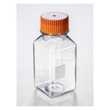 Corning 250mL Square PET Storage Bottles with 45mm Caps