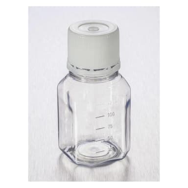 Corning 125mL Octagonal PET Storage Bottles with 31.7mm Screw Caps, Sterile