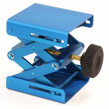 Lab Jack, Heavy Duty, Metal, Small, Blue, Base: 3" x 3.25" (80 x 76mm), Minimum Height: 1.9" (48mm), Maximum Height: 5.8" (148mm), Load Capacity: 66 lbs. (30 kgs) - CS/12