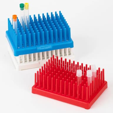 Peg Tube Rack, Reinforced PP, 17mm, 50-Place (66 Pegs), Blue, 2/Pack - CS/8