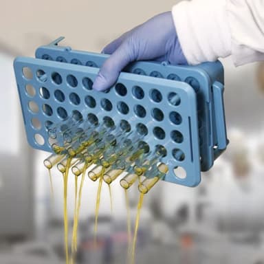 Grip Rack, Rack with Tube Grippers and Tube Eject for up to 15mm Tubes, 50-Place, Autoclavable, Blue - CS/25